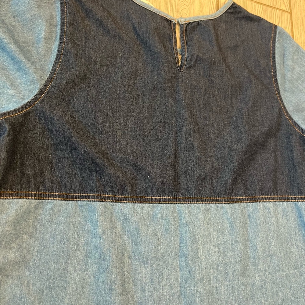 Given Kale Chambray Patchwork Shift Dress - image 8